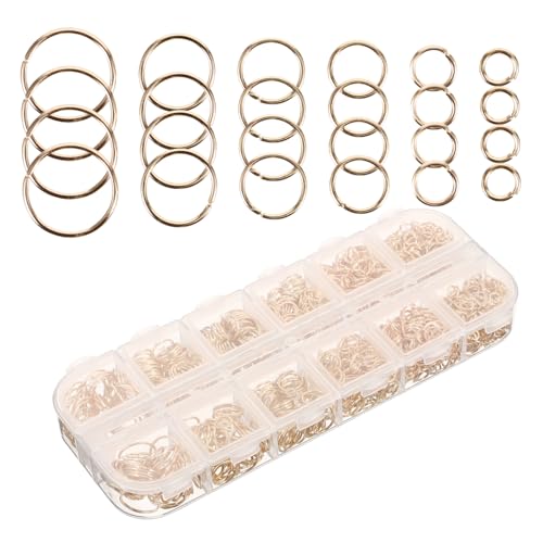 CIMAXIC 1200 Stück Spaltring bastelzeug offener ring Schmuckzubehör key chain Ringe Schlüssel steckverbinder Materialien zur Schmuckherstellung Herstellung von Charm-Schmuck Eisen Golden von CIMAXIC