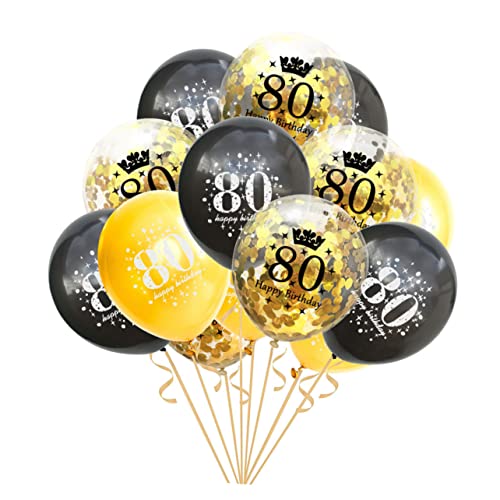 15St Luftballons füllen Luftballons zum 80. Geburtstag schwarze Zierleiste 80. Latexballons Goldrand Zahlenballons Ballon für die Party Konfetti-Luftballons Erwachsener einstellen von CIMAXIC