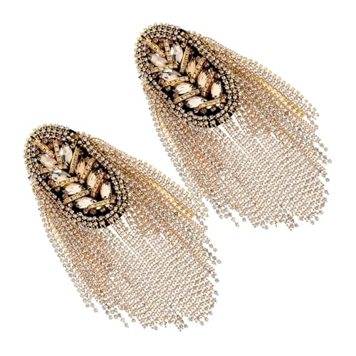 CIMAXIC 2 Stück Diamant-Schulterklappe Schulterschlaufe befestigen Sousaphon Schulterpolster für Frauen Gürtel Anzüge Schulterschmuck Schulter DIY Epauletten Schulterbaus Legierung Golden von CIMAXIC