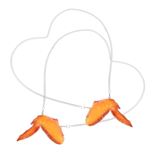 CIMAXIC 2 Stück Kreative Hühnerflügel-Halskette Hühnerkostüm modeschmuck lustige accessoires Lustige Chicken Wings Halskette Simulation Lebensmittel Halskette Deko-Halskette Metall von CIMAXIC