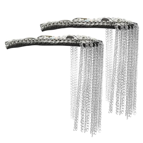 CIMAXIC 2 Stück Schulterklappen mit Quaste Kostüm Gold Epauletten mit Tasseln Zierliche Schulterklappen Epaulette für Frauen Schulterklappen aus künstlichen Edelsteinen Schulterbaus Silver von CIMAXIC
