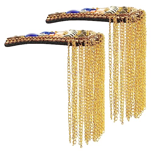 CIMAXIC 2 Stück Schulterklappen mit Quaste party accessoires Epauletten mit Tasseln Kostüm Kette Schulterklappen Schmuck Epaulette für Frauen Legierung eingelegte künstliche Edelsteine von CIMAXIC
