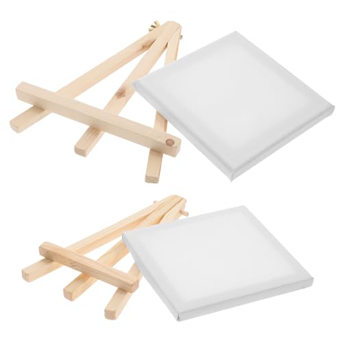 CIMAXIC 2 Teiliges Set Aus Leinwandstativ Holzstaffelei Staffeleien Mini Skizzierstaffelei Malleinwand Mini Rahmen Zeichenständer Malzubehör Bambus von CIMAXIC