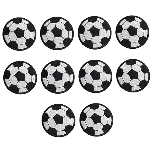 CIMAXIC 20 Stück Gestickte Fußball-Stoff aufkleber Flicken für Bekleidung Fußball Applikation Sport stoffaufkleber aufbügelbilder entzückende Patches Applikationen in Fußballform Polyester von CIMAXIC