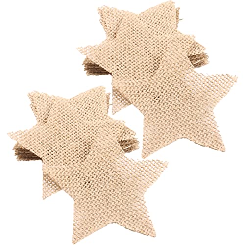CIMAXIC 20 Stück Jute Stücke Ornamente weihnachtsdeko weihnachts anhänger sterne hängende dekorationen Sackleinen Bauernhaus Weihnachtsschmuck Weihnachtshandwerk hängende Stoffzuschnitte von CIMAXIC