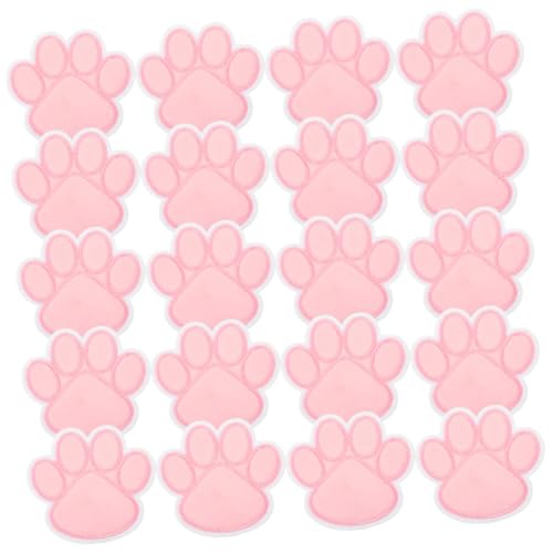 CIMAXIC 20 Stück Klebe stickerei Patch Aufnäher für Jacken Nähen Stickereiflecken Pfotenabdruckflecken schuhreparatur aufbügler für jacken Stickerei Applikation Jacken Patches Stoff Rosa von CIMAXIC