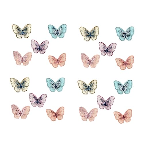 CIMAXIC 20 Stück Simulationsstickereischmetterling Stich Baumwolle Kleidung Dekoration Jeans Dekoration Reparaturflicken zum Nähen von Kleidung dekorative Schmetterlingsaufnäher Organza von CIMAXIC