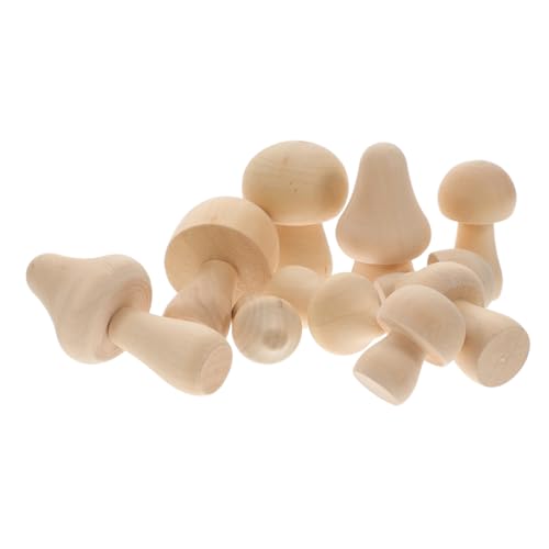 CIMAXIC 20 Stück holziger Pilz winzig klein Pilz-Kit Miniaturen Miniaturdekoration Holzpilze Holzschmuck zum Bemalen Pilzverzierungen Mikrolandschaftspilz Simulationspilz Pilzzubehör Beige von CIMAXIC