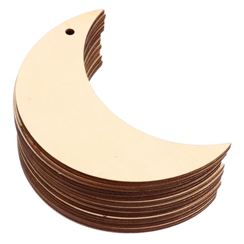 CIMAXIC 20 Stück unvollendete Mondausschnitte Bastelzubehör für den Kindergarten Leerzeichen Mini holzdeko unvollendete Mondholzspäne Graffiti-Chip Kindergarten DIY Bastelzubehör von CIMAXIC