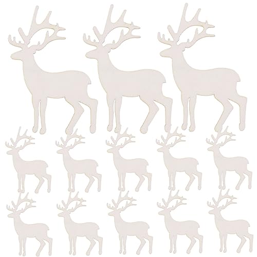 CIMAXIC 25 Stück Hirsch Holzstücke Unvollendete DIY Hirschausschnitte Hirschfigur Für Draußen Künstliche Hirsche Zum Basteln Weihnachtsbastelausschnitt Hirschdekor von CIMAXIC