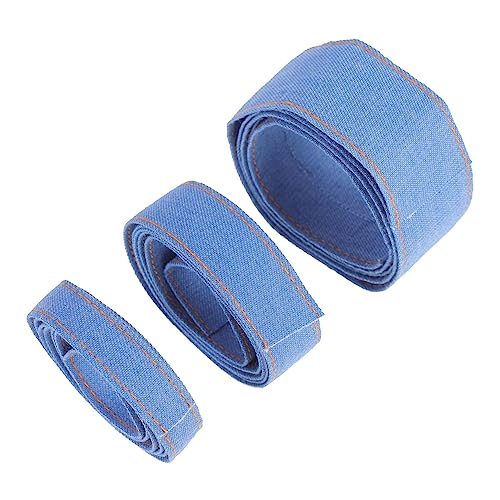 CIMAXIC 3 Stück Jeansstreifen Nähen Denim Stoffband Aufnäher für Jeans Blau bastelkasten bastel materialien Schleifenband für Haarreifen Jeans Schleifenband Material für Haarschmuck Blue von CIMAXIC