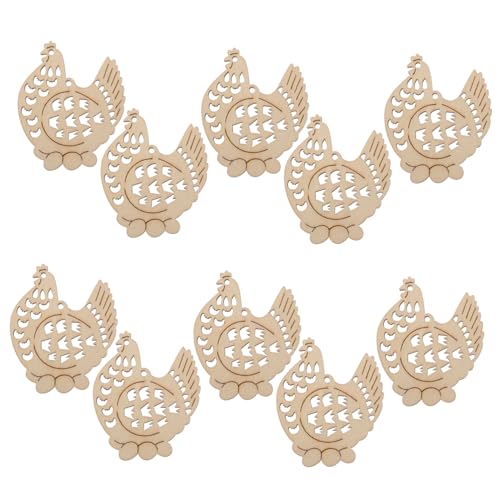 CIMAXIC 30 Stück Hängende Henne aus Holz Dekorationen Henne unvollendete Ausschnitte Ornamente basteln für ostern basteln zu ostern unfertige Holzspäne Hühnerchips für die Osterparty Beige von CIMAXIC