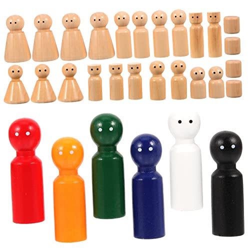 CIMAXIC 30 Stück Holz Peg Puppen für Unvollendete Diy Figuren für Graffiti und Malerei Holzspielzeuge Fantasie und Geschicklichkeit von CIMAXIC