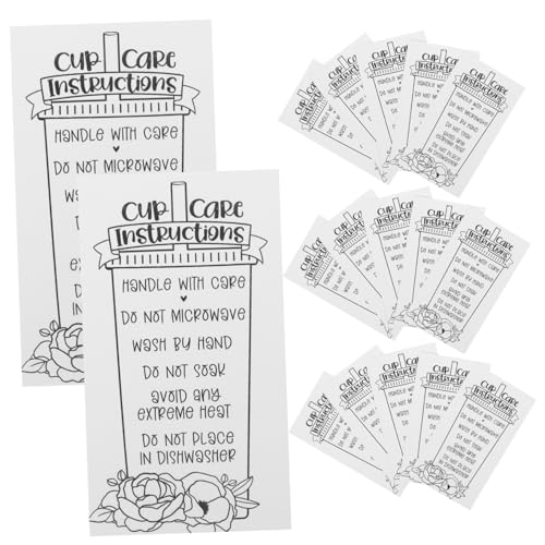 CIMAXIC 30 Stück Pflegeanleitungskarte Glasbecher Pflegeanleitung Glasbecher pflegen Glasbecher Sorgfalt Tumbler Pflegeanleitung Party für saubere Führungskarte Kundentassenkarten Papier von CIMAXIC