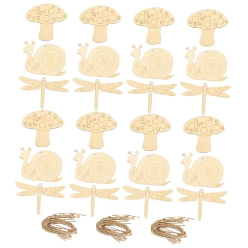 CIMAXIC 30Stücke DIY Holzscheiben zum Basteln Unvollendete Holzchips für Erwachsene Kunstprojekte und Dekoration Holzscheiben Verschiedenen Formen von CIMAXIC