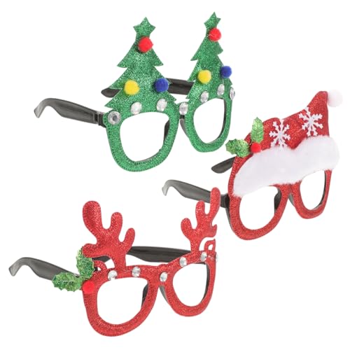 CIMAXIC 3st Krippenschmuck Für Kinder Geschenke Für Studenten Lustige Brille Foto-requisiten Partybrille Weihnachtsmützen Mit Pompons Weihnachten Füllstoff Weihnachtsbaum von CIMAXIC