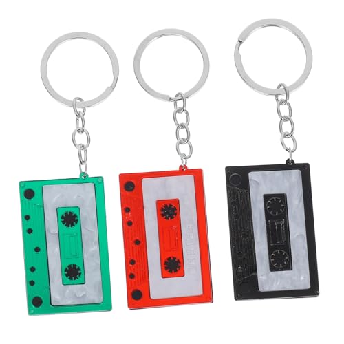 CIMAXIC 3Stücke Retro Schlüsselanhänger im Geometrischen Design Vintage Kassetten für Damen Teenager und Mädchen Stilvolle Taschenanhänger für Geburtstagsfeiern und Partys von CIMAXIC