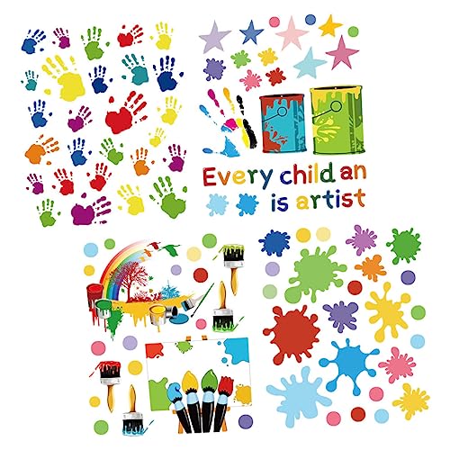 CIMAXIC 4 Blätter Bunte Handabdruck Wandaufkleber Set für Kinderzimmer DIY Wandtattoos für Kreative Gestaltung Einfach Anzubringen und Rückstandslos zu Entfernen für Spielzimmer und CIMAXIC 4 Blätter Bunte Handabdruck Wandaufkleber Set für Kinderzimmer DIY Wandtattoos für Kreative Gestaltung Einfach Anzubringen und Rückstandslos zu Entfernen für Spielzimmer und von CIMAXIC