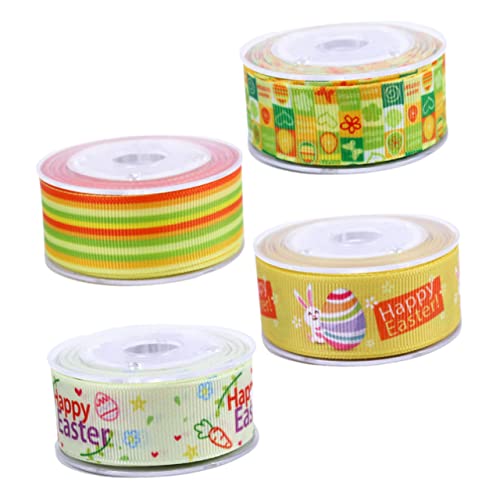 CIMAXIC 4 Rollen DIY Ostern Band Zubehör Niedliches Dekorationsband für Bastelprojekte Geschenkverpackungen und Festlichkeiten Zufällige Designs von CIMAXIC