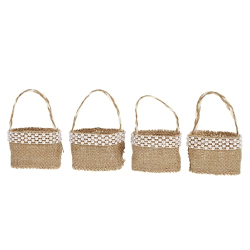 CIMAXIC 4 Stück Korb Für Die Hochzeit Mini-süßigkeitentüten Gewobener Korb Blumendekoration Hochzeits-aufbewahrungskorb Gefälligkeiten Für Hochzeitsfeiern Sommertasche Wäschekorb Jute-korb von CIMAXIC