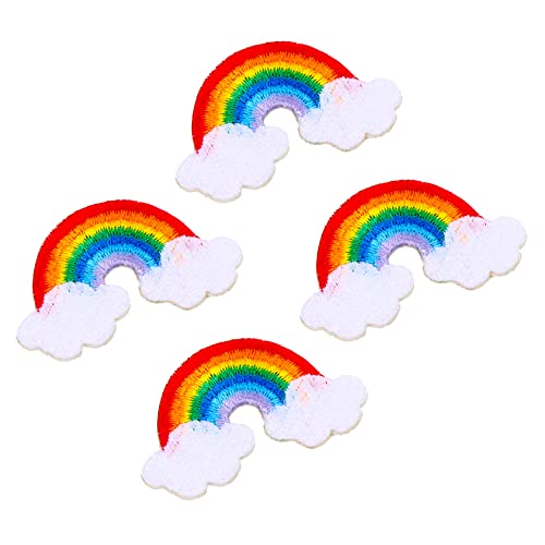 CIMAXIC 4 Stück Stickereiflecken Für Süße Patches Flicken Für Kleidung Regenbogen-kleiderflicken Trendy Regenbogenfleck Ästhetisch Regenbogenstoff Einhorn-patch Polyester Bunt von CIMAXIC