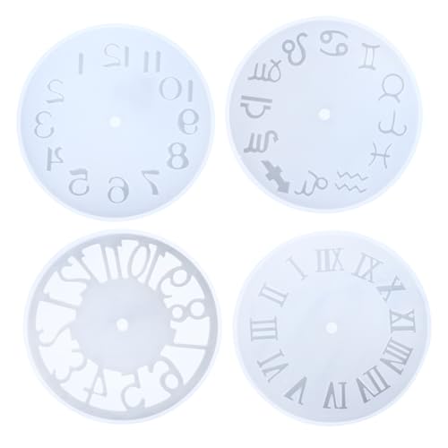 CIMAXIC 4 Stück Uhren Silikonformen Teiliges Epoxidharz Gießform für DIY Wanduhren Arabischen und Römischen Ziffern Kreative Bastelideen für Zuhause von CIMAXIC