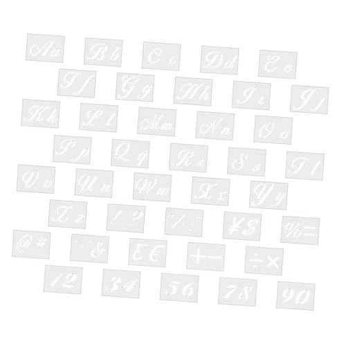 CIMAXIC 40 Stück Malvorlage schriftzug tze schriftband bastelzeug Brief Schablonen Buchstaben-Alphabet-Schablonen Kunst Schablonen Kunsthandwerk Schablonen Zahlenvorlagen das Haustier Weiß von CIMAXIC