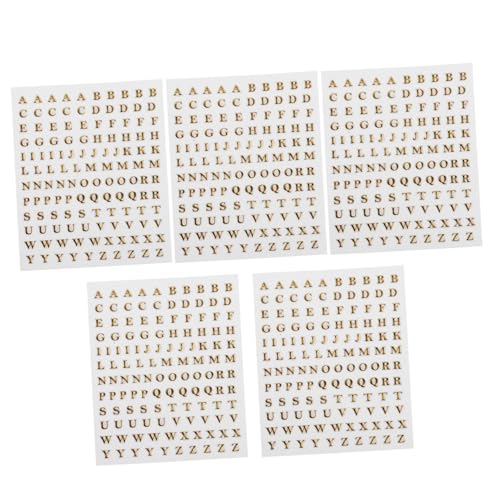 CIMAXIC 5 Bögen Selbstklebende Metallbuchstaben für Kerzendekoration Goldene Alphabet Aufkleber für Scrapbooking Langlebiges Material Vielseitig Einsetzbar Selbstgemacht Bastelarbeiten von CIMAXIC
