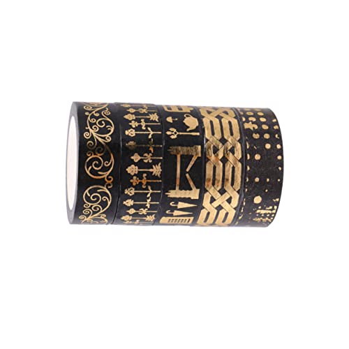 CIMAXIC 5 Rollen Washi-Tape Papier dekoratives Klebeband Goldfolie farbiges Band glänzend seidenband ripsband DIY Dekoband bastelzubehör Geschenkverpackungsband Tagebuch-Dekorband Black CIMAXIC 5 Rollen Washi-Tape Papier dekoratives Klebeband Goldfolie farbiges Band glänzend seidenband ripsband DIY Dekoband bastelzubehör Geschenkverpackungsband Tagebuch-Dekorband Black von CIMAXIC