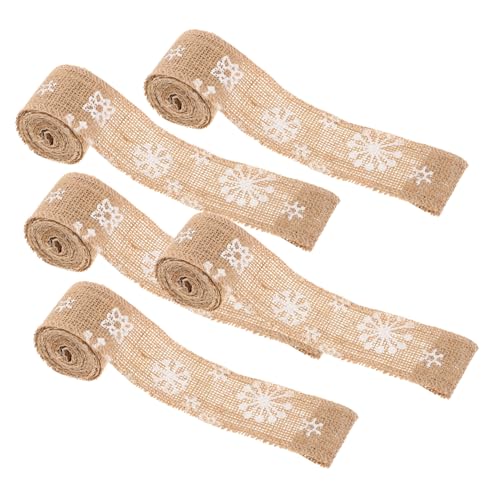 CIMAXIC 5 Stück Bedrucktes Leinenband Weißes Band Zum Verpacken Von Geschenken Weihnachts Und Feiertags Sackleinenband Weihnachtsboxen Für Rot Weiß Und Blau Bandnadeln von CIMAXIC