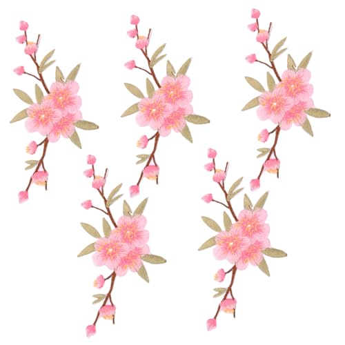 CIMAXIC 5 Stück Blumen tuch aufkleber stoffaufkleber shoe charms Kleidung Reparatur Patches Aufnäher nähen Stickerei Blumen- Patches nähen Flecken Kleidungsflicken Stoffblumen Vlies Rosa von CIMAXIC