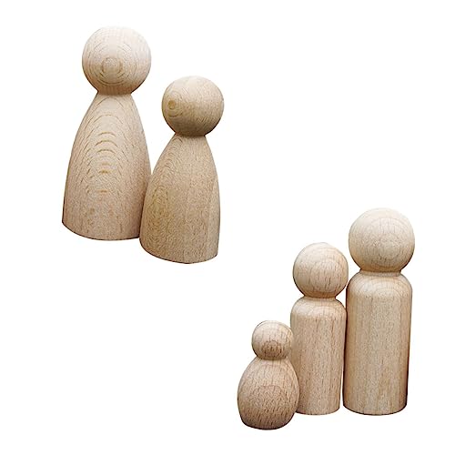 CIMAXIC 5 Stück handbemalte Puppenspielzeuge bastelset bastelzeug für Holzpuppen für Kinderkunst Puppen für Mädchen erste Malerei Dame Peg-Puppe unvollendet Puppenpuppe Buche von CIMAXIC
