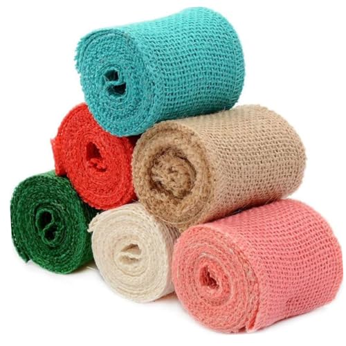 CIMAXIC 6 Stck. Zierband Der Leinen Rolle Für Sackleinen-stoffband Farbige Sackleinen Dekoration Juteband Bänder Zum Basteln Schleifenband Sortiert Party Hochzeit Blau Rosa Textilband Mit CIMAXIC 6 Stck. Zierband Der Leinen Rolle Für Sackleinen-stoffband Farbige Sackleinen Dekoration Juteband Bänder Zum Basteln Schleifenband Sortiert Party Hochzeit Blau Rosa Textilband Mit von CIMAXIC