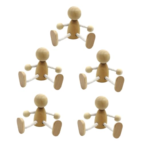 CIMAXIC 6 Stück Holzfiguren ausmalen holzspielzeug holzfiguren menschen Holzspielzeug für Anbindung Puppe unvollendet Desktop - hölzerne Peg -Leute Holzhandwerk von CIMAXIC