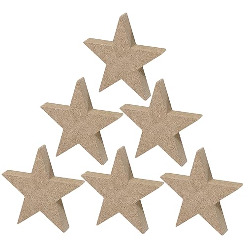 CIMAXIC 6 Stück Holzstern Ornament Stern Basteln Party Unvollendeter Sternblock Staffelei Ständer Zum Wiederanzünden Perlen Holzdekor Pfosten Blanko Goldene Schlüsselanhänger von CIMAXIC