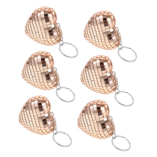 CIMAXIC Schlüsselanhänger Mit Herzförmigen Discokugeln Silberner Spiegel-discokugel Mini-discokugel-ornament Disco-party-accessoire Hängendes Auto-spiegel-ornament von CIMAXIC