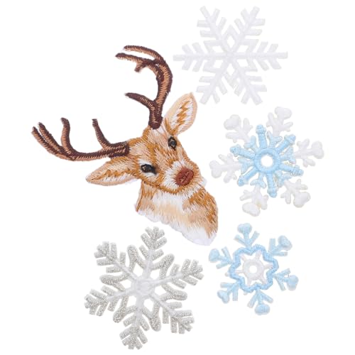 CIMAXIC 6 Stück Schneeflocken-Aufnäher zum Aufbügeln – Winter-Weihnachts-Schneeflocken, bestickte Applikation zum Aufnähen mit Rentier-Aufnähern für Kleidung, Jeans, Hüte, Rucksäcke, Jacken von CIMAXIC