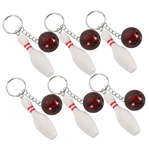 CIMAXIC 6st Bowling-schlüsselanhänger Sport-belohnungs-schlüsselanhänger Schüttgut Bowling-zubehör Bowling-pin-schlüsselanhänger Autogeschenke Rucksäcke Pvc Taschen Ein Bad Nehmen 3d Rot von CIMAXIC