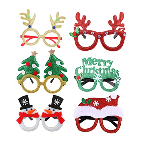 CIMAXIC 6st Weihnachtsgläser Brille Im Geweihdesign Glitzernde Weihnachtsbrille Lustige Weihnachtsbrille Lustige Brille Dekorationen Weihnachten Baumwollfüllung von CIMAXIC