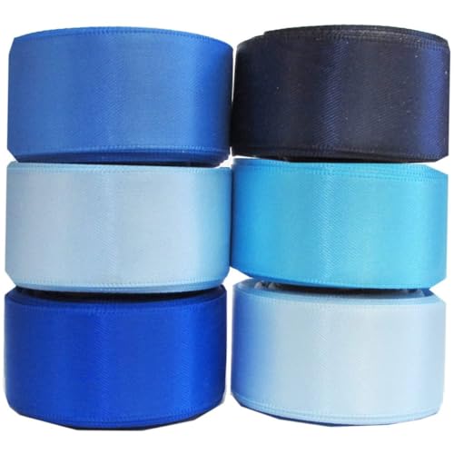 CIMAXIC 6Stücke Breites Satinband Mischfarben Blau Dekoratives Geschenkband Für Basteln Verpackungen Und Partydekoration Für Blumenarrangements CIMAXIC 6Stücke Breites Satinband Mischfarben Blau Dekoratives Geschenkband Für Basteln Verpackungen Und Partydekoration Für Blumenarrangements von CIMAXIC