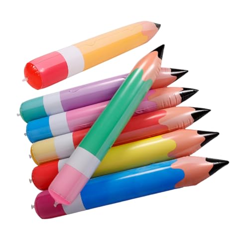 CIMAXIC 7 Stück Teiliges PVC Aufblasbares Bleistift Große Schuldekoration Bunte Bleistift Luftballons Leichte Einfach Aufzuhängende Klassenraum Deko für Party und Unterricht von CIMAXIC