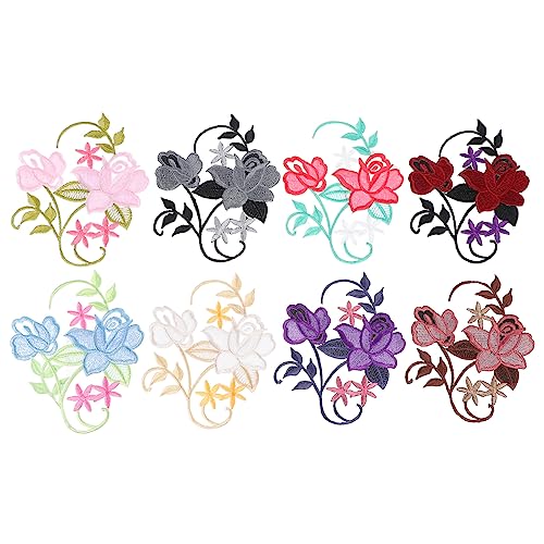 CIMAXIC 8 Stück Blumen stickerei Stoff aufkleber Nähen Patch drinnen Blumen- bestickt für igelkostümkinder fashing costume bügeln aufbügelmotiv Stoffzubehör gestickte Blumenflecken von CIMAXIC