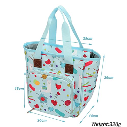 CIMAXIC Aufbewahrungstasche Zubehör Häkeln Stricken Wolle Garnsack Taschen Tragbar Die Einkaufstasche Stricktasche Organisatoren Strickbeutel Häkeltasche Mit Großem Fassungsvermögen Blue von CIMAXIC