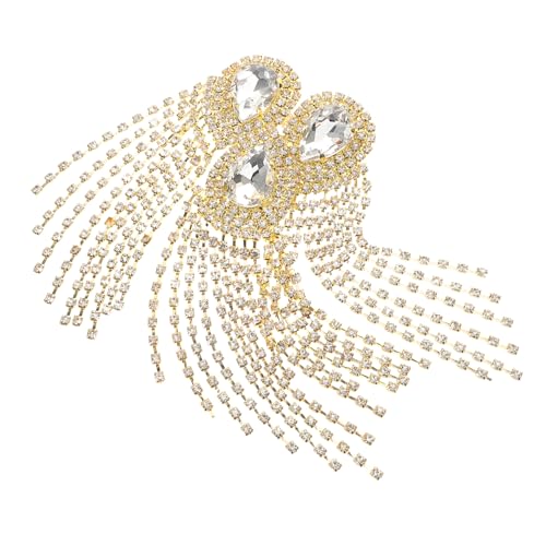 CIMAXIC Europäische Diamantanzugkostüme Schulterstücke Quaste Abzeichen Quasten Dekorationen Quaste Schulteranzug Zubehör Mode Schulter Epaulette Schulterdekoration Goldene Strasssteine von CIMAXIC