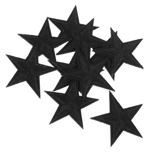 CIMAXIC Schwarze Stern-Patches 10er Pack - Aufbügelbare Gestickte Applikationen - Bügelbilder Für Erwachsene Und Textilien - Flicken in Sternform - Stilvolle Pailletten-Zubehör Für Kleidung von CIMAXIC