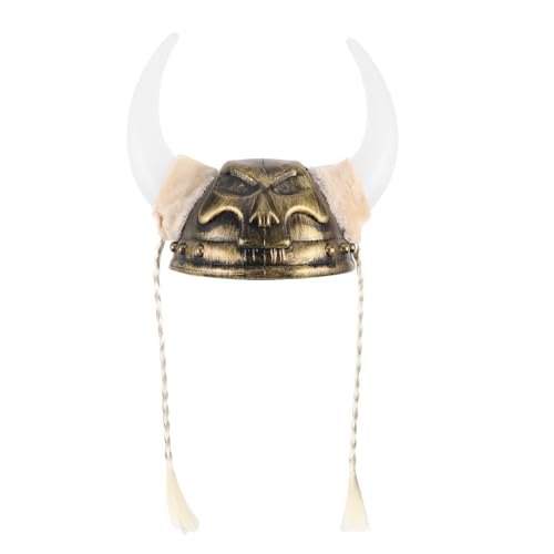 CIMAXIC Wikingerhelm mit Hörnern für Erwachsene, Mittelalterhut mit Zöpfen, witziges Partykostüm-Zubehör für Halloween- und Karnevalsdekorationen CIMAXIC Wikingerhelm mit Hörnern für Erwachsene, Mittelalterhut mit Zöpfen, witziges Partykostüm-Zubehör für Halloween- und Karnevalsdekorationen von CIMAXIC