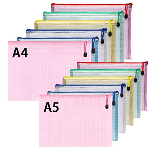 Dokumententasche A5,Reißverschlusstasche,12 Stück Beutel mit Reißverschluss,Dokumententaschen A5,Zipperbeute,Dokumententasche A4 für Papier,Dokumente,Kosmetika und Reiseutensilien von CINGHIA