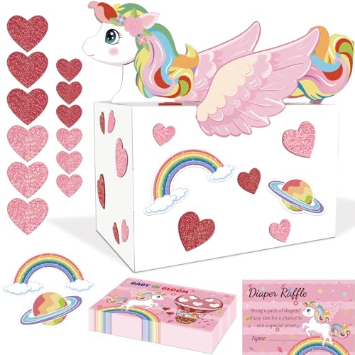 CINSOEN Babyparty-Spiele, bunte Windel-Verlosungsbox für Babyparty, 50 Stück Windel-Tickets, Kartenbox, Babyparty-Dekorationen, Windel-Verlosungsschild CINSOEN Babyparty-Spiele, bunte Windel-Verlosungsbox für Babyparty, 50 Stück Windel-Tickets, Kartenbox, Babyparty-Dekorationen, Windel-Verlosungsschild von CINSOEN