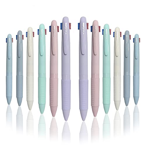 CIOUYAOS 12er Pack Mehrfarbiger Kugelschreiber, 4-in-1 Einziehbarer Mehrfarbiger Stift, Glatter 0,5-mm-Stift Multipack für Büro, Schulbedarf, Studenten, Kinder, Geschenk von CIOUYAOS