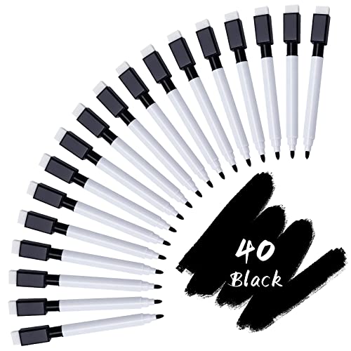 CIOUYAOS 40 STÜCKE Whiteboard-Stifte mit magnetischer Radierkappe, schwarze, feine Spitze, trocken abwischbare Marker, Stifte für Lehrer, Schüler, Schule, Klassenzimmer CIOUYAOS 40 STÜCKE Whiteboard-Stifte mit magnetischer Radierkappe, schwarze, feine Spitze, trocken abwischbare Marker, Stifte für Lehrer, Schüler, Schule, Klassenzimmer von CIOUYAOS